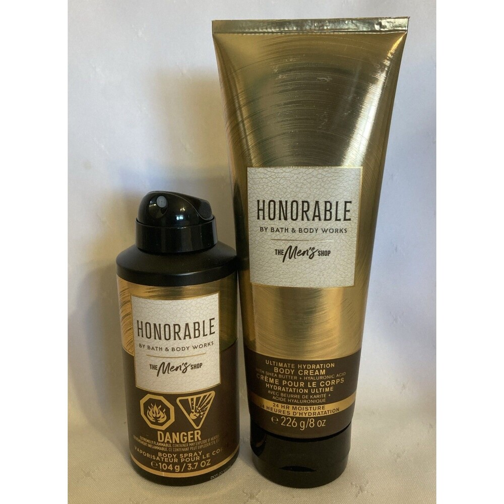 Bath & Body Works Honorable Body Cream, Body Spray Men's Shop 2 pc